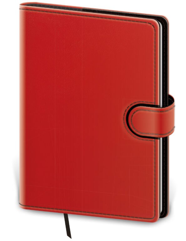 PRINT POP (matná koženka) - Týdenní diář A5 Flip červeno/černý
