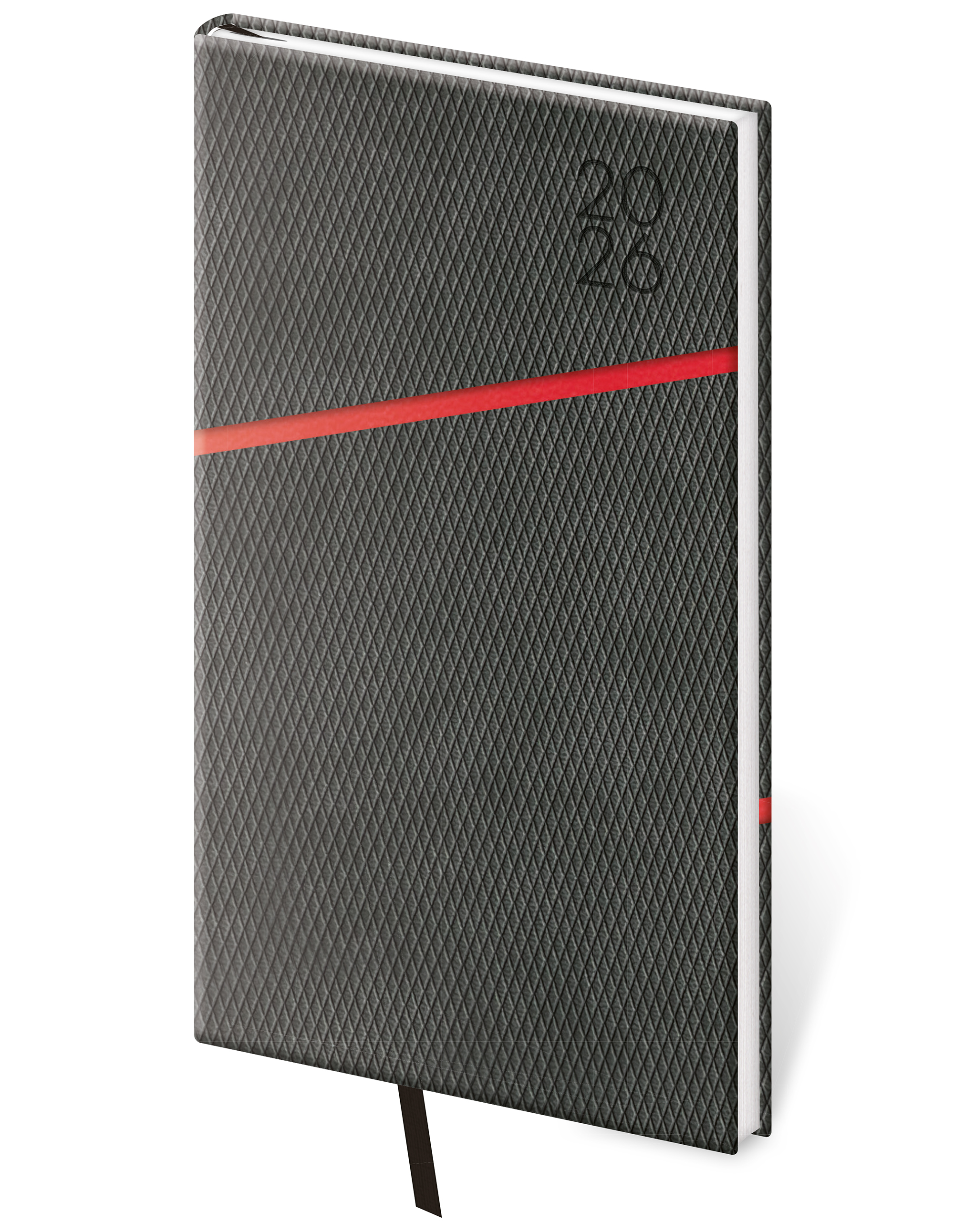 Kapesní koženkové diáře - Kapesní diář Grife šedo/červený