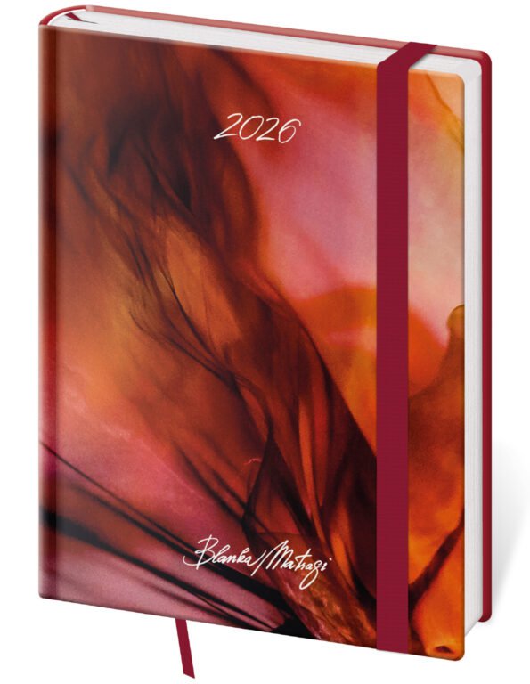 PRINT POP (matná koženka) - Týdenní diář B6 Vario Matragi Red s gumičkou