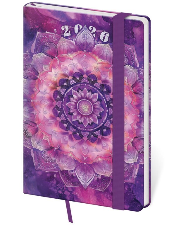 Kapesní koženkové diáře - Kapesní diář Vario Mandala s gumičkou