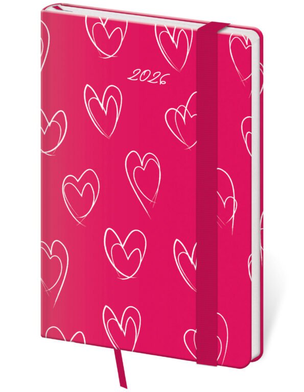 Kapesní koženkové diáře - Kapesní diář Vario Hearts s gumičkou