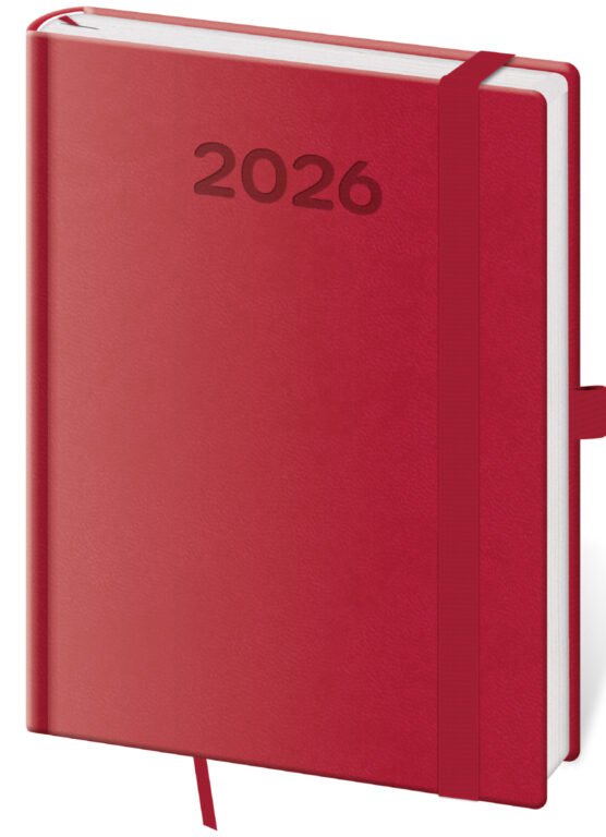 PRINT POP (matná koženka) - Týdenní diář B6 Print Pop malinový