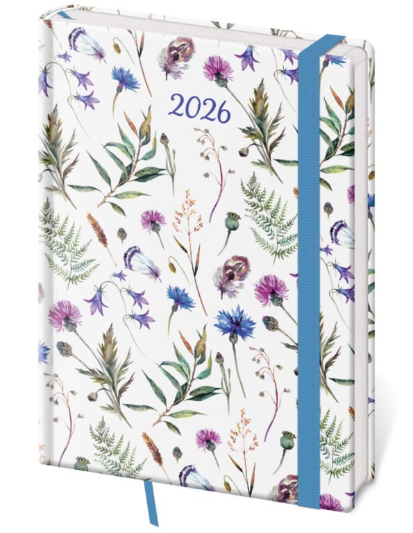 PRINT POP (matná koženka) - Týdenní diář A5 Vario Wildflowers s gumičkou