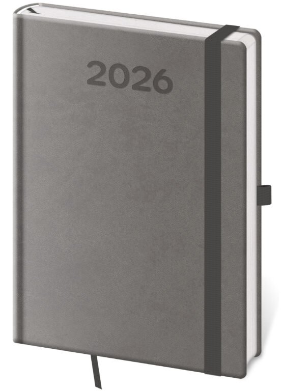 PRINT POP (matná koženka) - Denní diář A5 Print Pop šedý