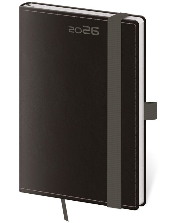 Kapesní koženkové diáře - Kapesní diář Double Black s poutkem