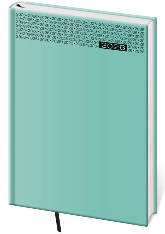 PRINT POP (matná koženka) - Týdenní diář A5 Gommato tyrkysový