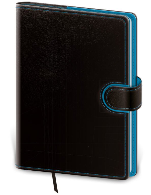Kapesní koženkové diáře - Kapesní diář Flip černo/modrý