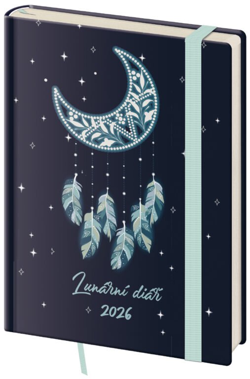 Diáře 2026, plánovací diáře - Týdenní diář B6 Lunární Dream s gumičkou