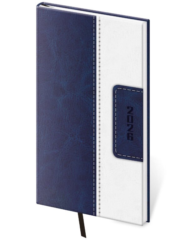 Kapesní koženkové diáře - Kapesní diář Classic modro/bílý