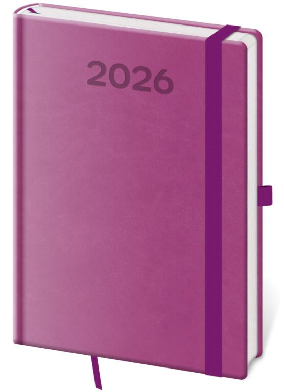 PRINT POP (matná koženka) - Denní diář A5 Print Pop fialový