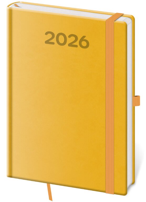 PRINT POP (matná koženka) - Týdenní diář A5 Print Pop žlutý