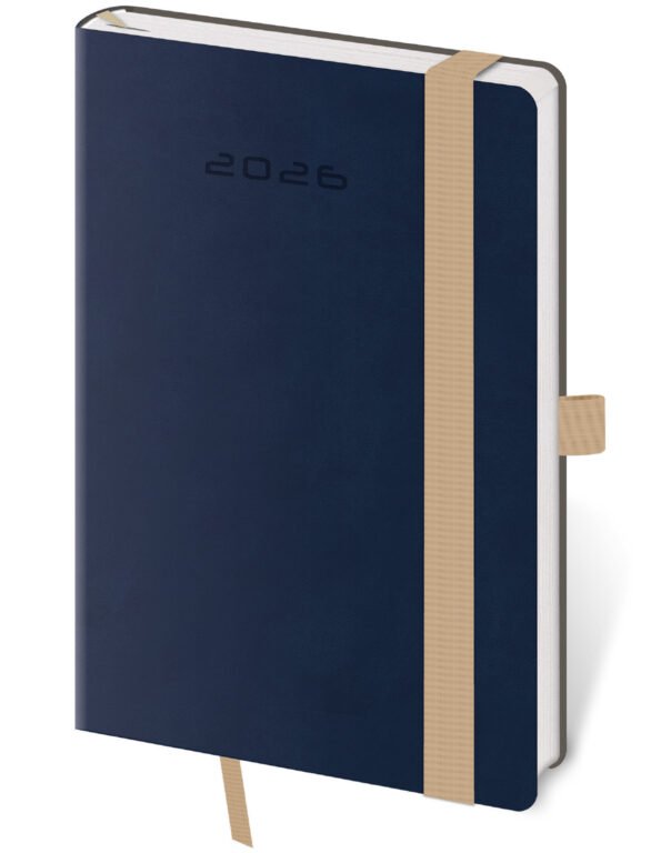 Kapesní koženkové diáře - Kapesní diář Flexies tmavě modrý s poutkem