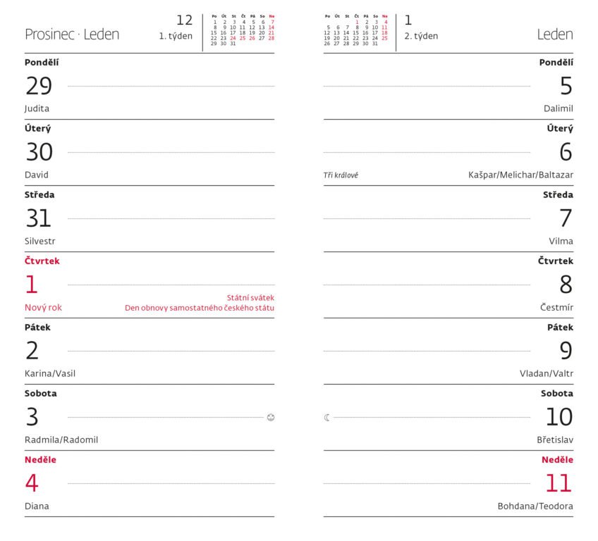 Diáře 2026, plánovací diáře - Čtrnáctidenní diář Torino modrý
