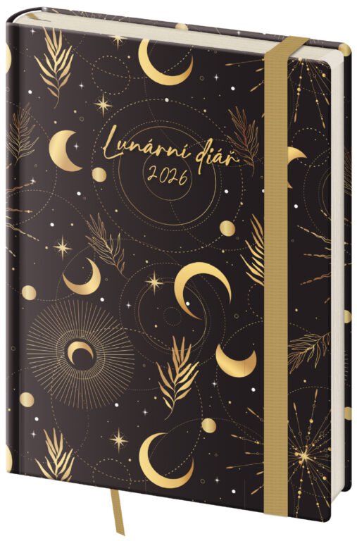 PRINT POP (matná koženka) - Týdenní diář B6 Lunární Luna s gumičkou