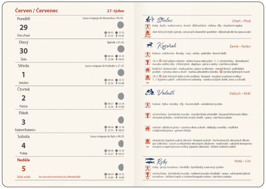 LUNÁRNÍ DIÁŘ - Týdenní diář B6 Lunární Luna s gumičkou