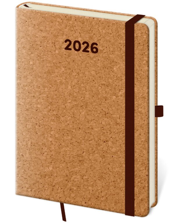 Diáře 2026, plánovací diáře - Denní diář A5 Cork s poutkem