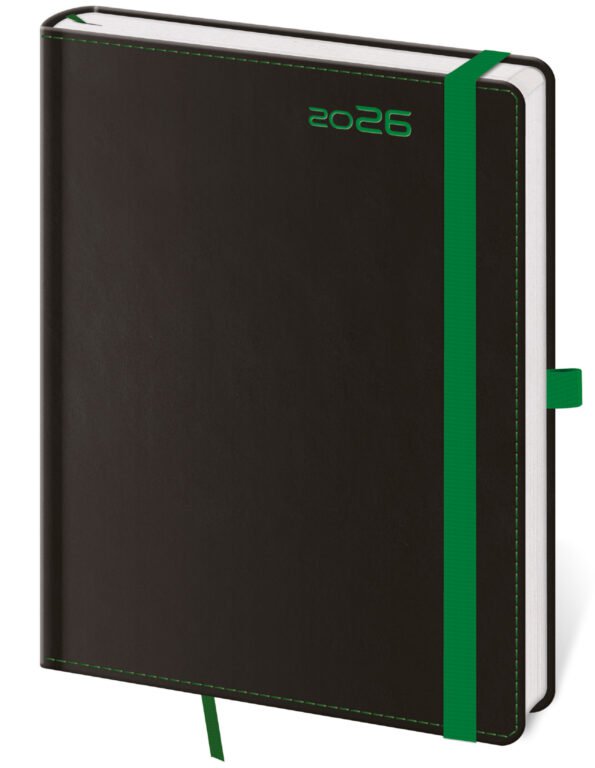 Denní diář A5 Black Green s poutkem