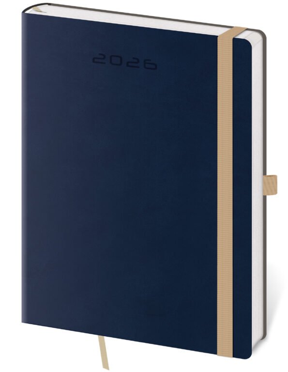 PRINT POP (matná koženka) - Týdenní diář B6 Flexies tmavě modrý s poutkem