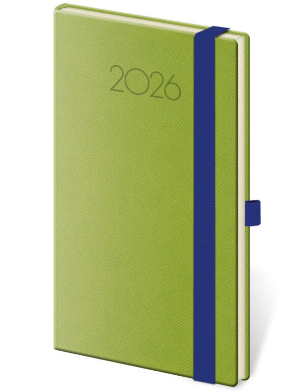 Kapesní koženkové diáře - Kapesní diář New Praga zelený s gumičkou