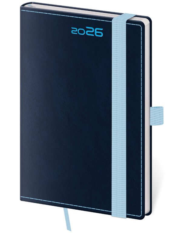 Kapesní koženkové diáře - Kapesní diář Double Blue s poutkem