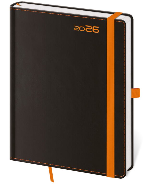 Denní diář A5 Black Orange s poutkem