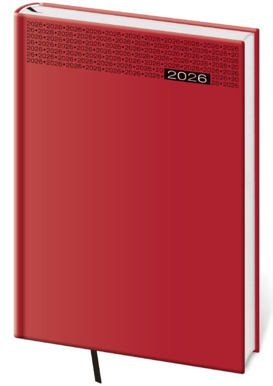 PRINT POP (matná koženka) - Týdenní diář A5 Gommato červený