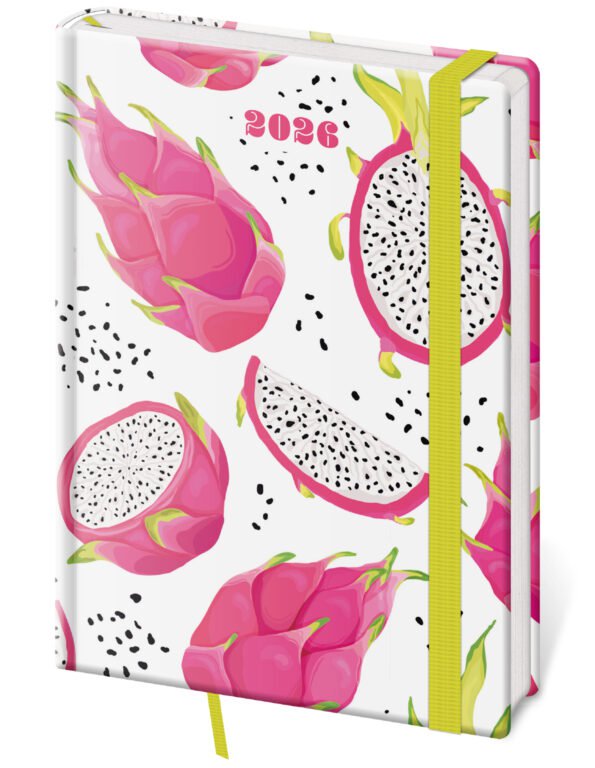 PRINT POP (matná koženka) - Týdenní diář A5 Vario Pitaya s gumičkou