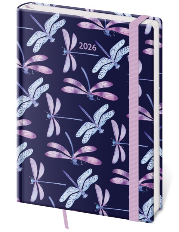 PRINT POP (matná koženka) - Týdenní diář A5 Vario Dragonfly s gumičkou