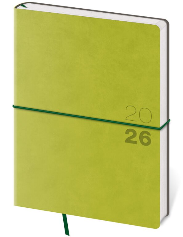 PRINT POP (matná koženka) - Týdenní diář B6 Flexio zelený s gumičkou