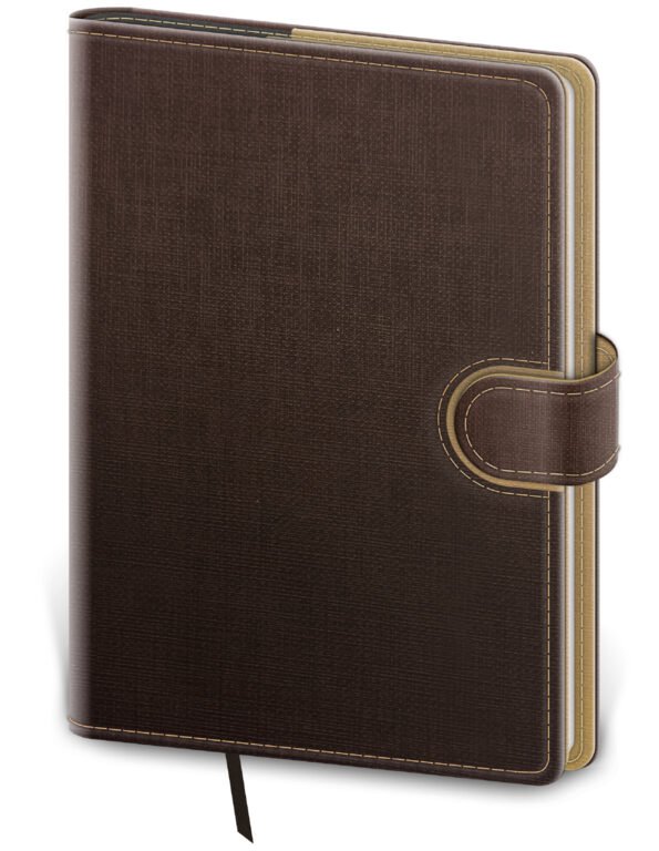 PRINT POP (matná koženka) - Týdenní diář A5 Flip hnědo/capuccinový