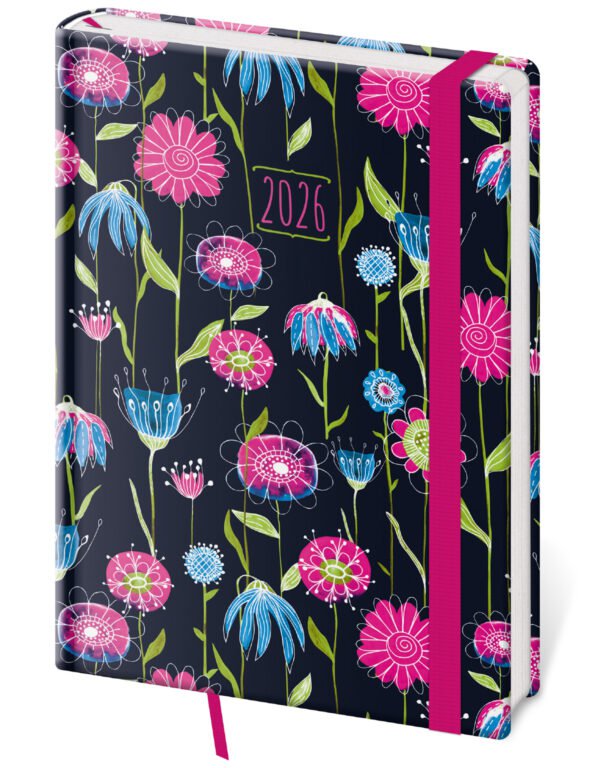 PRINT POP (matná koženka) - Denní diář A5 Vario Fragrance s gumičkou