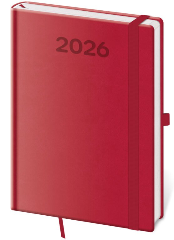 PRINT POP (matná koženka) - Týdenní diář A5 Print Pop malinový