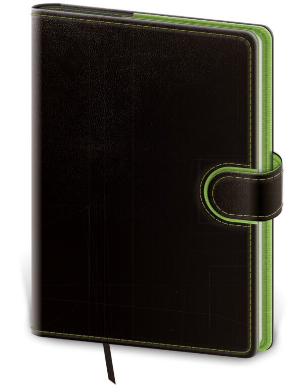 PRINT POP (matná koženka) - Denní diář A5 Flip černo/zelený