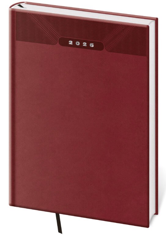 PRINT POP (matná koženka) - Týdenní diář A5 Print Classic angl. červený