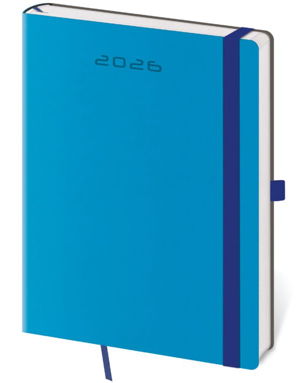 PRINT POP (matná koženka) - Týdenní diář B6 Flexies modrý s poutkem