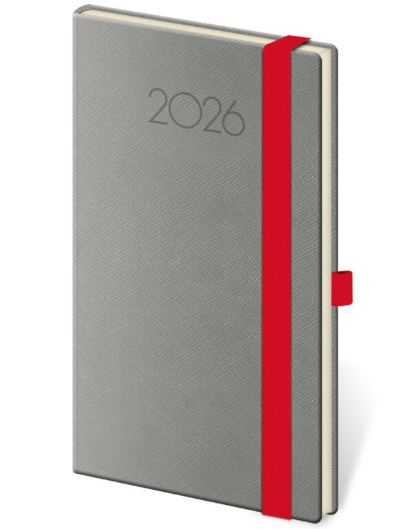 Kapesní koženkové diáře - Kapesní diář New Praga tmavě šedý s gumičkou