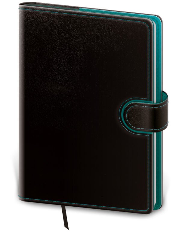 PRINT POP (matná koženka) - Denní diář A5 Flip černo/petrolejový