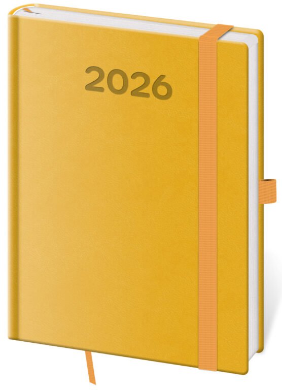 PRINT POP (matná koženka) - Denní diář B6 Print Pop žlutý