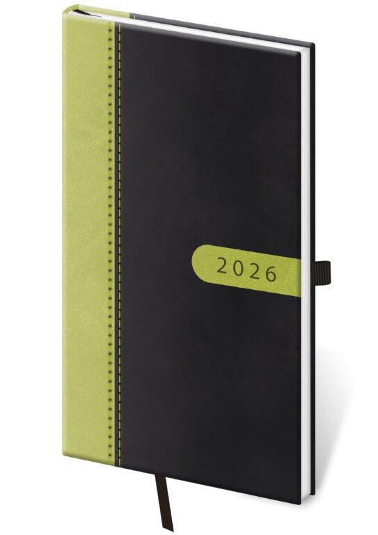 Diáře 2026, plánovací diáře - Kapesní diář Bora černo/zelený