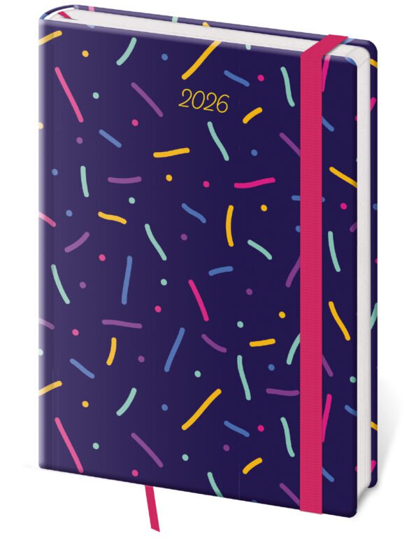 PRINT POP (matná koženka) - Týdenní diář A5 Vario Sprinkles s gumičkou