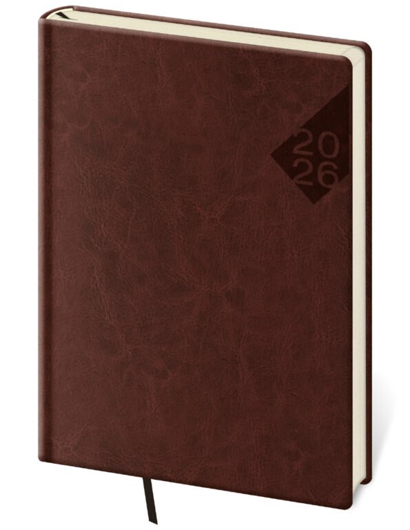 PRINT POP (matná koženka) - Týdenní diář A5 Nebrasca angl. červený