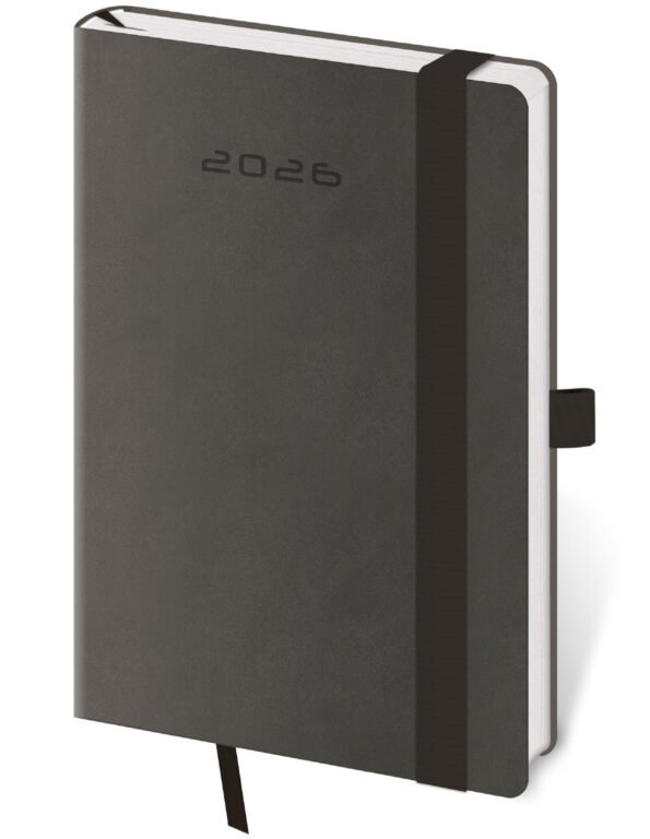 Kapesní koženkové diáře - Kapesní diář Flexies tmavě šedý s poutkem