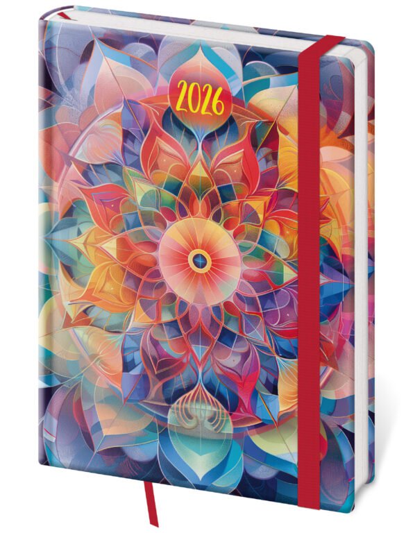 PRINT POP (matná koženka) - Denní diář A5 Vario Kaleidoscope s gumičkou
