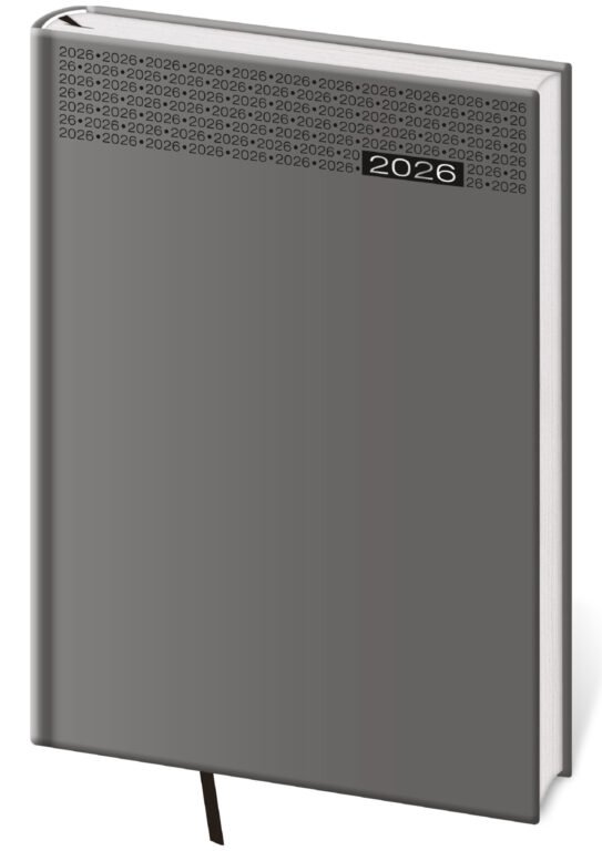 PRINT POP (matná koženka) - Denní diář A5 Gommato šedý