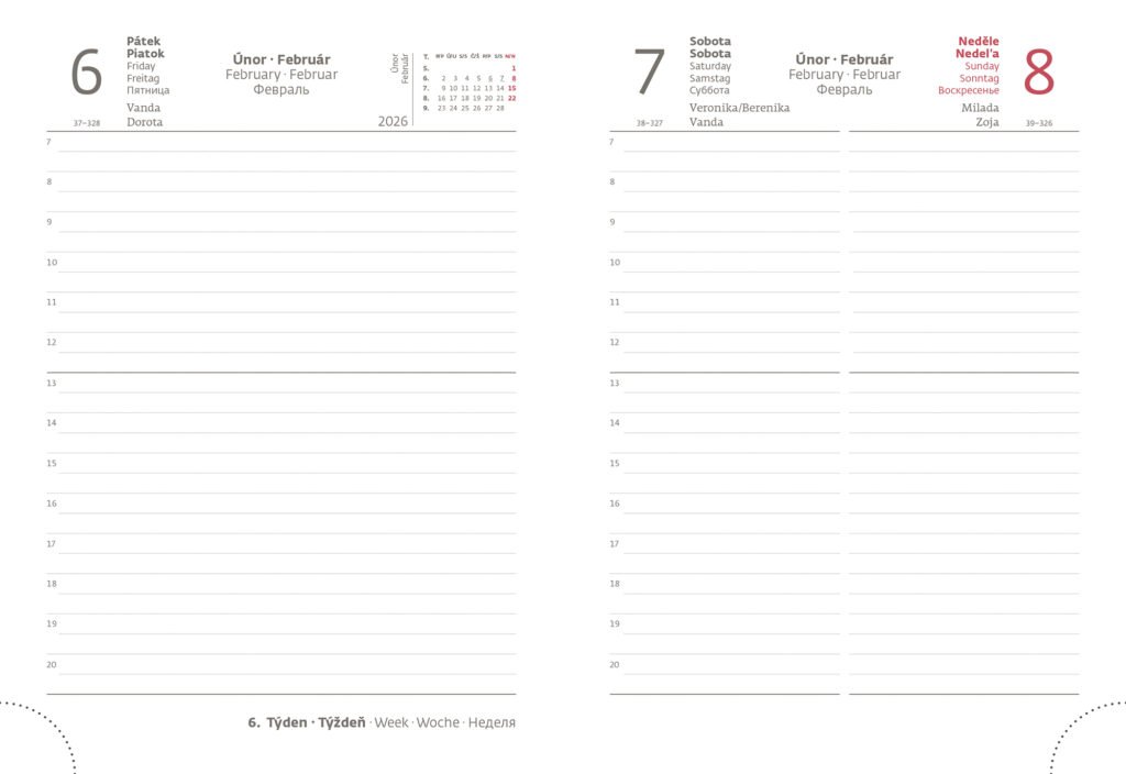 Diáře 2026, plánovací diáře - Denní diář B6 Flip modro/bílý