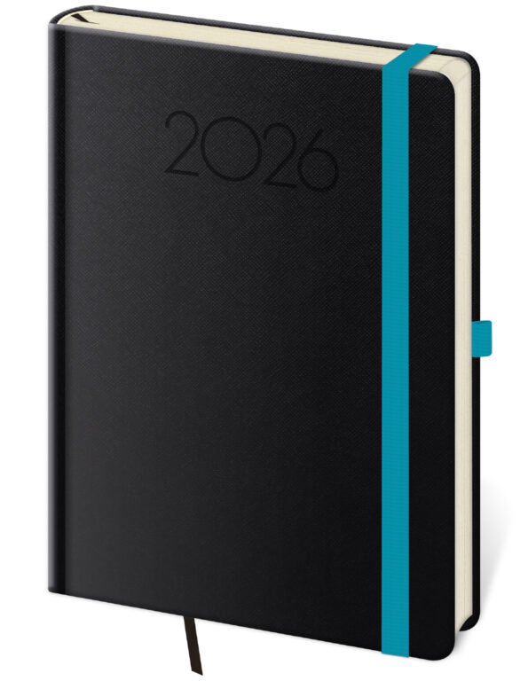 Diáře 2026, plánovací diáře - Denní diář A5 New Praga černý s gumičkou