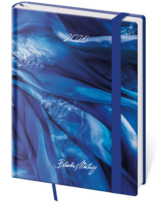 PRINT POP (matná koženka) - Týdenní diář B6 Vario Matragi Blue s gumičkou