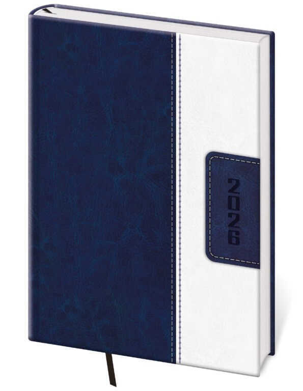 PRINT POP (matná koženka) - Denní diář A5 Classic modro/bílý