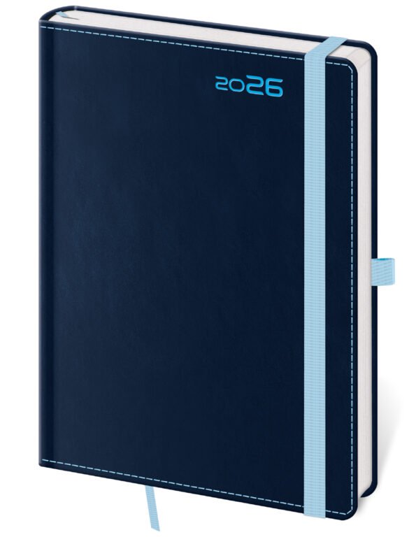 Diáře 2026, plánovací diáře - Týdenní diář B6 Double Blue s poutkem