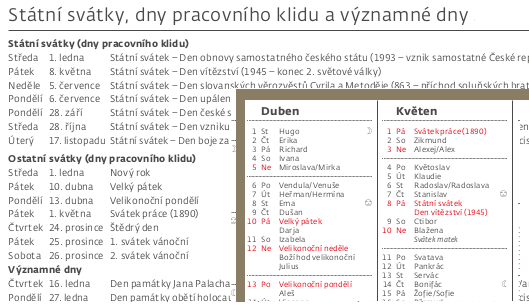 kalendář svátky